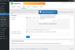 Page screenshot: TablePress → Import a Table