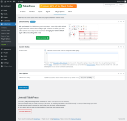 Page screenshot: TablePress → Plugin Options
