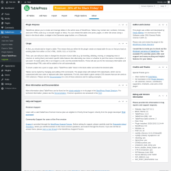 Page screenshot: TablePress → About TablePress