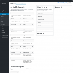 Page screenshot: Widgets ‹ Test site — WordPress