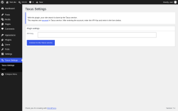 Page screenshot: Taxus Settings &lsaquo; Test site &mdash; WordPress