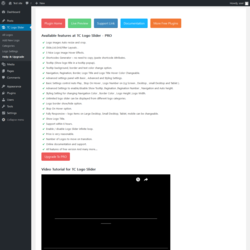 Page screenshot: TC Logo Slider → Help & Upgrade