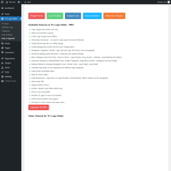 Page screenshot: TC Logo Slider → Help & Upgrade