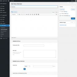 Page screenshot: WP Team → Add New Member