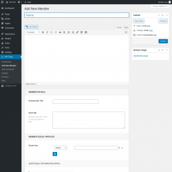 Page screenshot: WP Team → Add New Member
