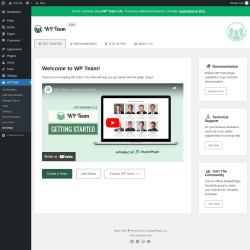 Page screenshot: WP Team → Recommended