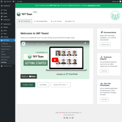 Page screenshot: WP Team → Recommended