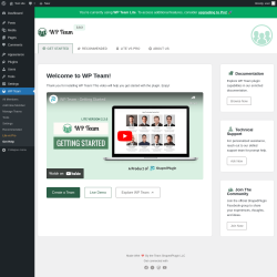 Page screenshot: WP Team → Recommended