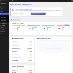 Page screenshot: AI Translator &rarr; System Status