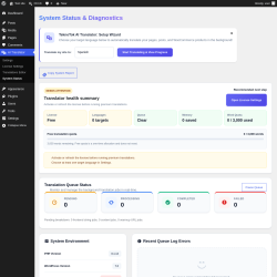 Page screenshot: AI Translator &rarr; System Status