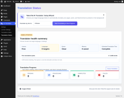 Page screenshot: AI Translator &rarr; Translation Status