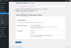 Page screenshot: Telegram → Settings → Posts Broadcast