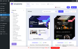 Page screenshot: Templately &lsaquo; Test site &mdash; WordPress