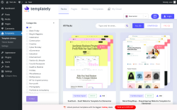 Page screenshot: Templately &lsaquo; Test site &mdash; WordPress