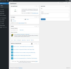 Page screenshot: Dashboard &lsaquo; Test site &mdash; WordPress