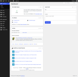 Page screenshot: Dashboard &lsaquo; Test site &mdash; WordPress