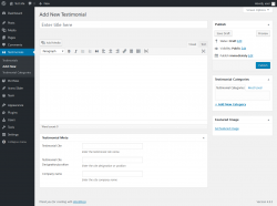 Page screenshot: Testimonials → Add New