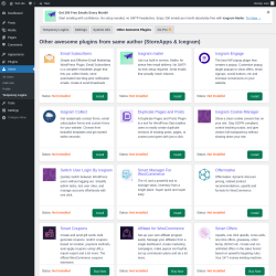 Page screenshot: Users → Temporary Logins → 
		 	Other Awesome Plugins		