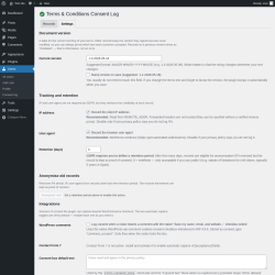 Page screenshot: Users &rarr; Consent log &rarr; 
				Settings			