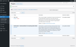 Page screenshot: Plugins ‹ Test site — WordPress