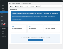 Page screenshot: Text to Speech → Affiliate Program