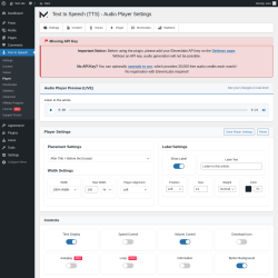 Page screenshot: Text to Speech → Player