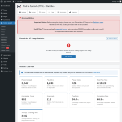 Page screenshot: Text to Speech → Statistics