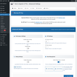 Page screenshot: Text to Speech → Advanced