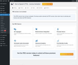 Page screenshot: Text to Speech → License 