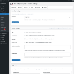 Page screenshot: Text to Speech → Content