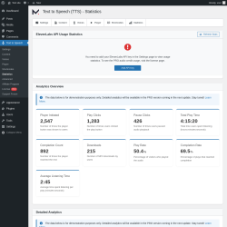Page screenshot: Text to Speech → Statistics