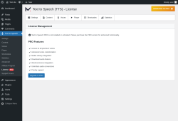 Page screenshot: Text to Speech → License 