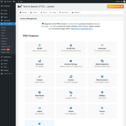 Page screenshot: Text to Speech → License 