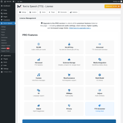 Page screenshot: Text to Speech → License 