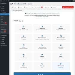 Page screenshot: Text to Speech → License 