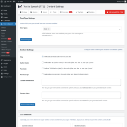 Page screenshot: Text to Speech → Content