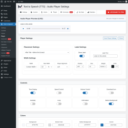 Page screenshot: Text to Speech → Player