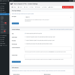 Page screenshot: Text to Speech → Content