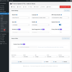 Page screenshot: Text to Speech → Voices