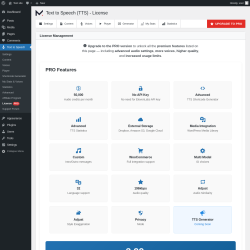 Page screenshot: Text to Speech → License 