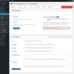 Page screenshot: Text to Speech → Content