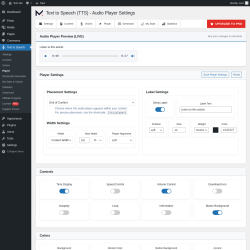 Page screenshot: Text to Speech → Player