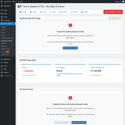 Page screenshot: Text to Speech → My Stats & Voices