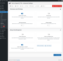 Page screenshot: Text to Speech → Advanced