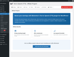 Page screenshot: Text to Speech → Affiliate Program