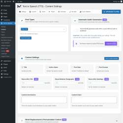 Page screenshot: Text to Speech &rarr; Content