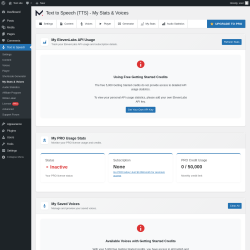 Page screenshot: Text to Speech &rarr; My Stats & Voices