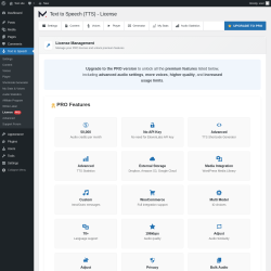 Page screenshot: Text to Speech &rarr; License 
