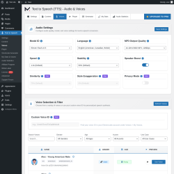 Page screenshot: Text to Speech &rarr; Voices