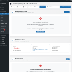 Page screenshot: Text to Speech &rarr; My Stats & Voices